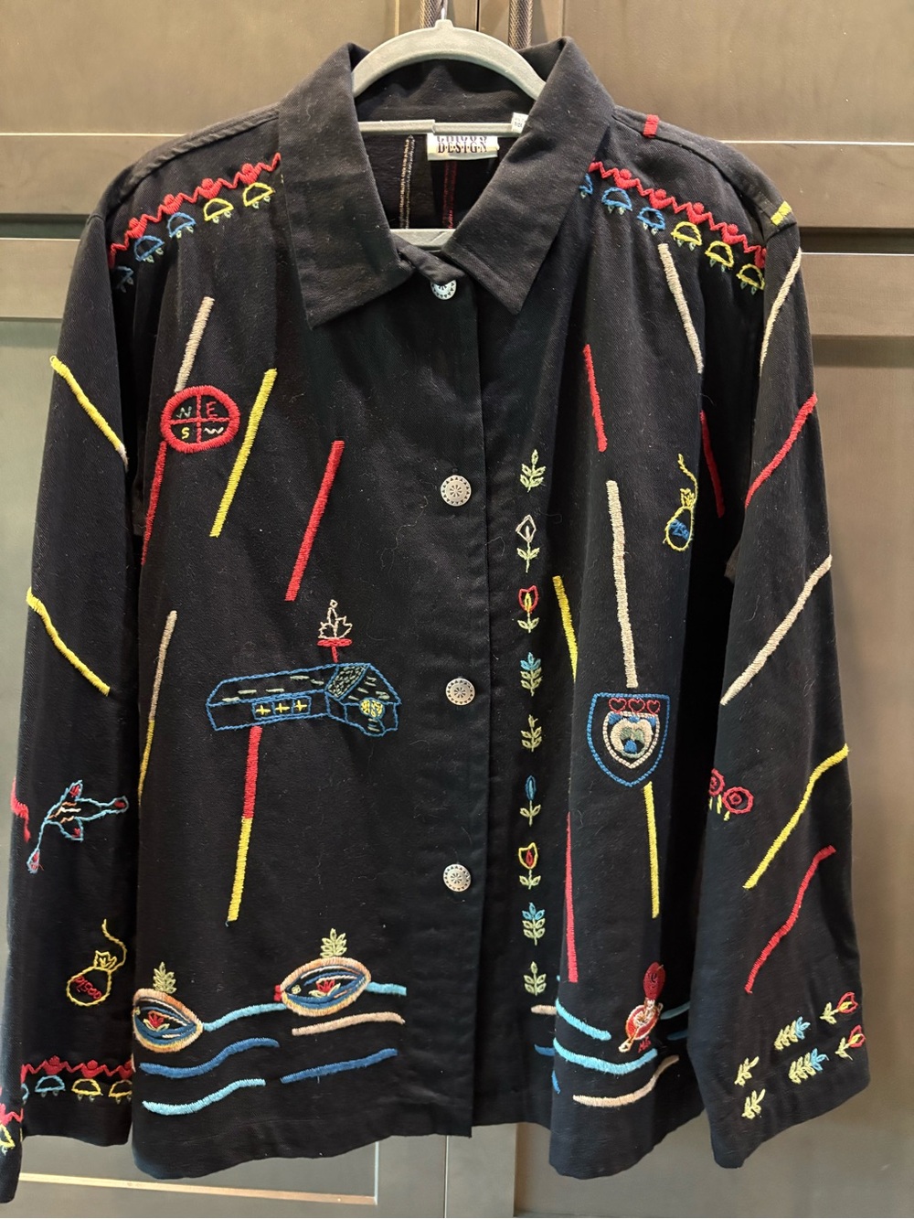 Vintage Chico’s Black Cotton Embroidered Jacket, 3/16/XL